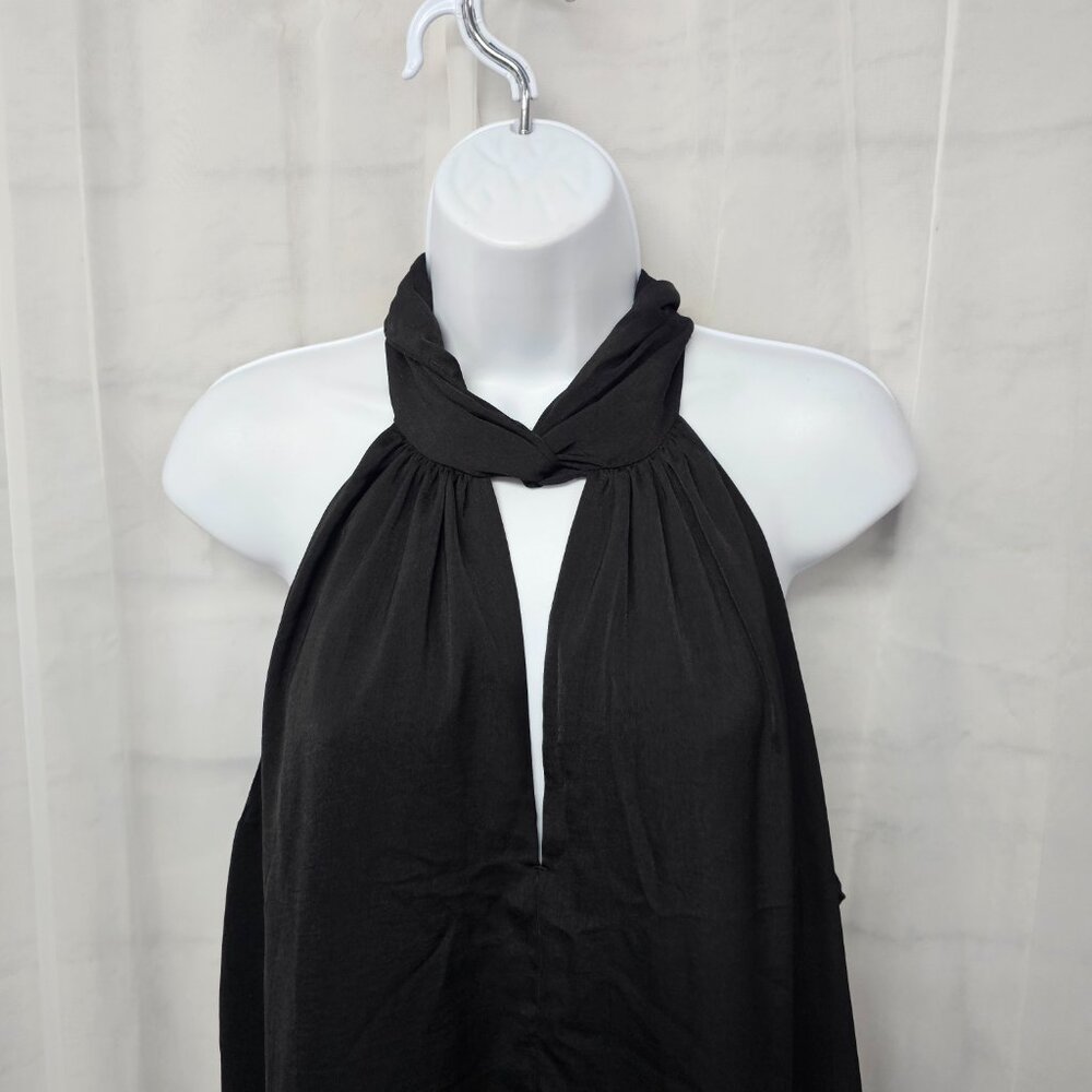Banana Republic Dress Black Shift Midi Whimsigoth Minimalist Choker L NWT - Picture 3 of 11